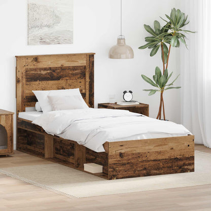Bed Frame with Headboard Old Wood 100 x 200 cm Solid Pine Wood