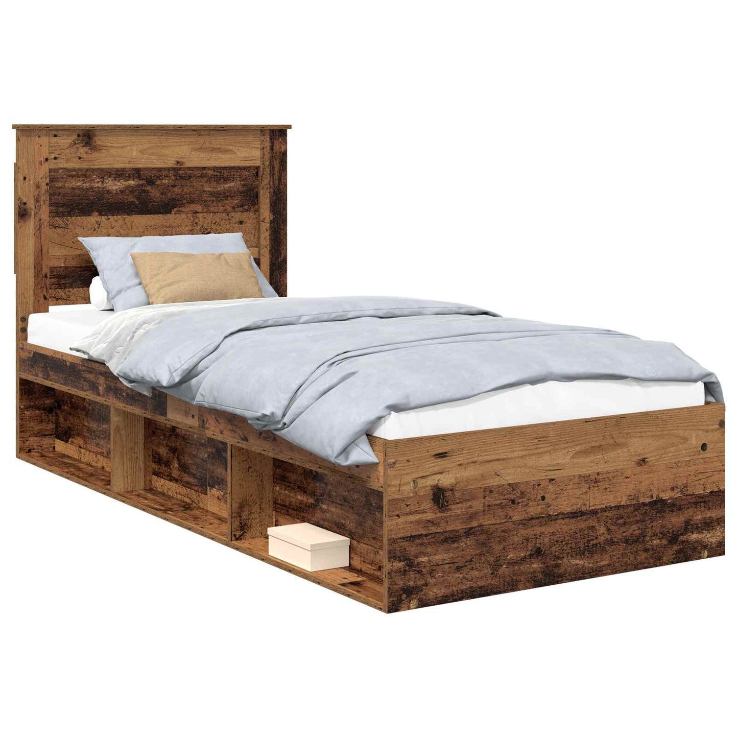 Bed Frame with Headboard Old Wood 100 x 200 cm Solid Pine Wood