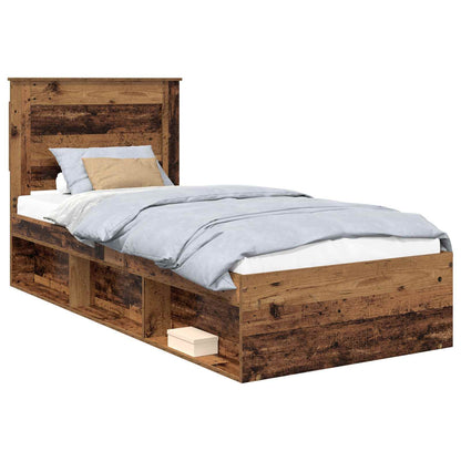 Bed Frame with Headboard Old Wood 100 x 200 cm Solid Pine Wood