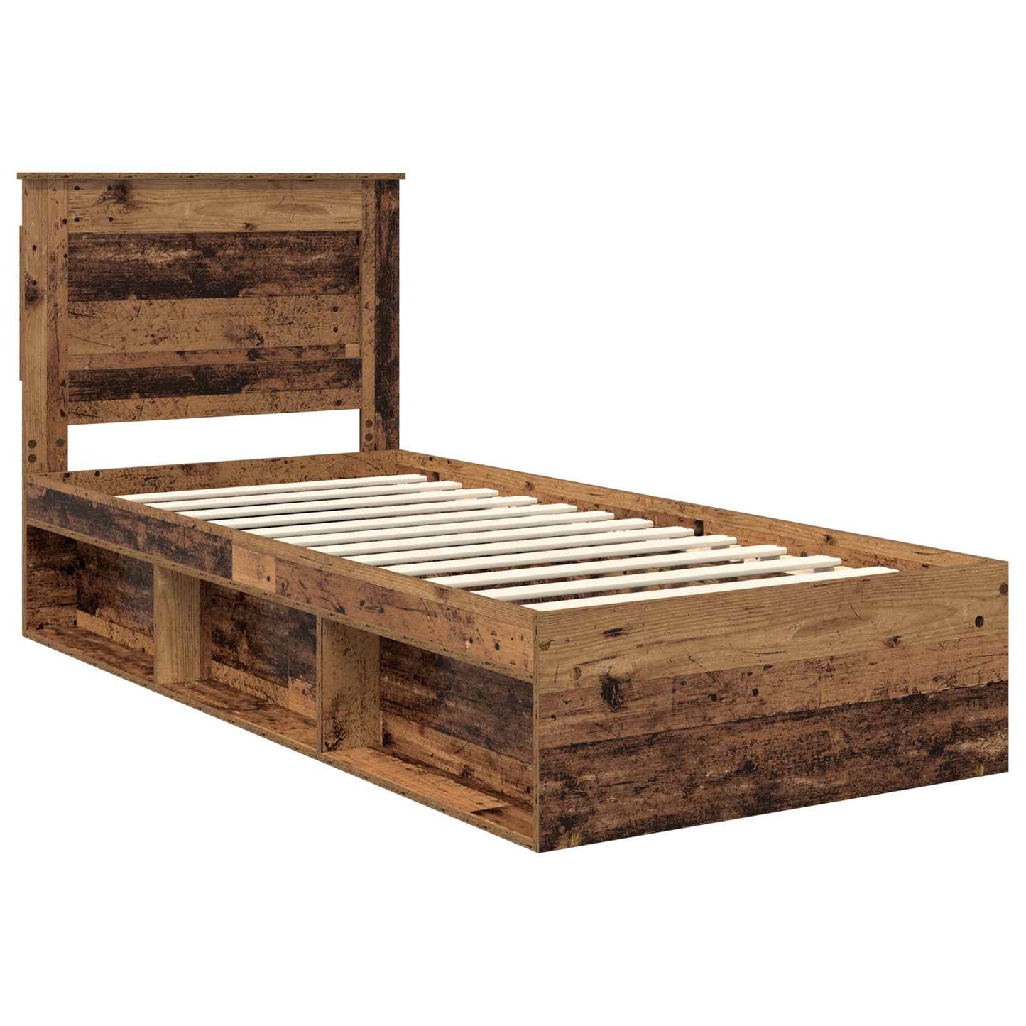 Bed Frame with Headboard Old Wood 100 x 200 cm Solid Pine Wood