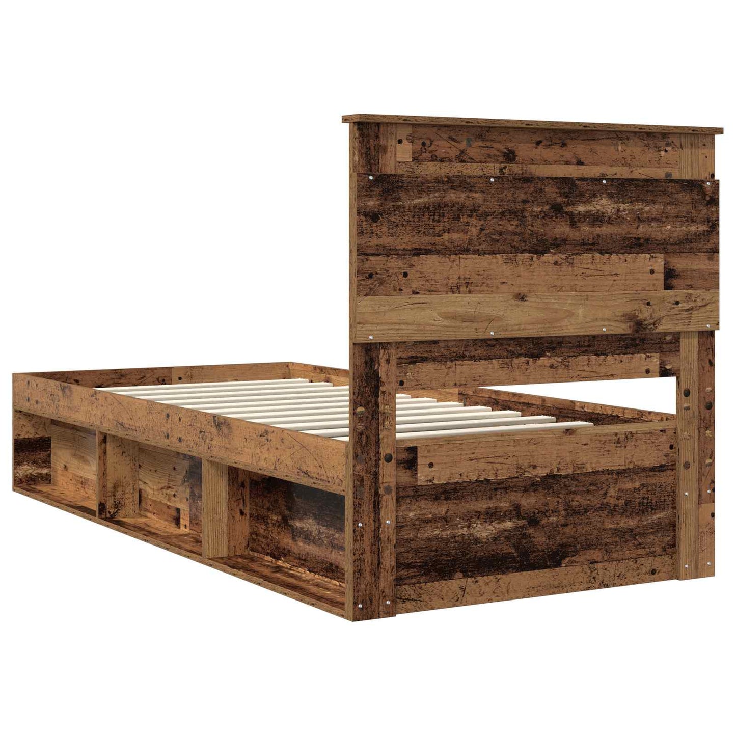 Bed Frame with Headboard Old Wood 100 x 200 cm Solid Pine Wood
