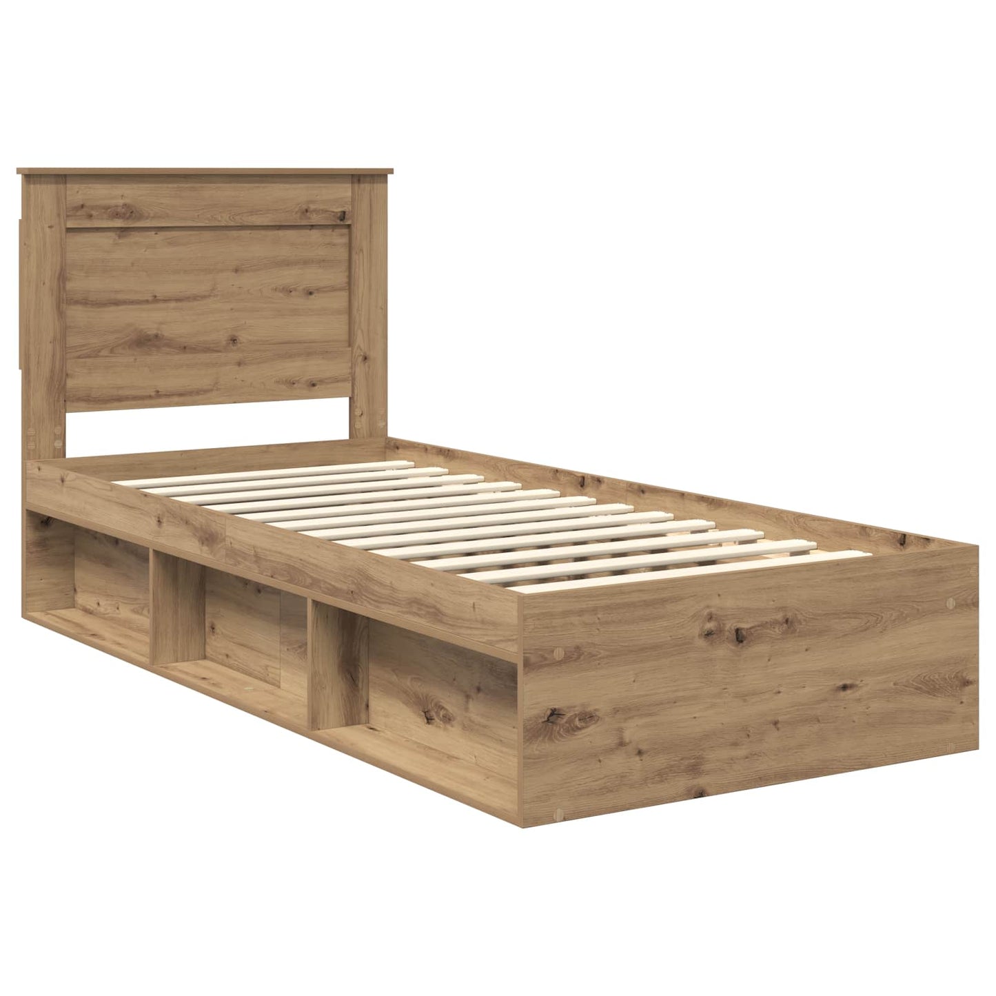 Bed Frame Artisian Oak 100 x 200 cm Solid Pine Wood