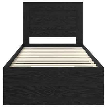 Bed Frame with Headboard Black 90 x 190 cm Solid Pine Wood