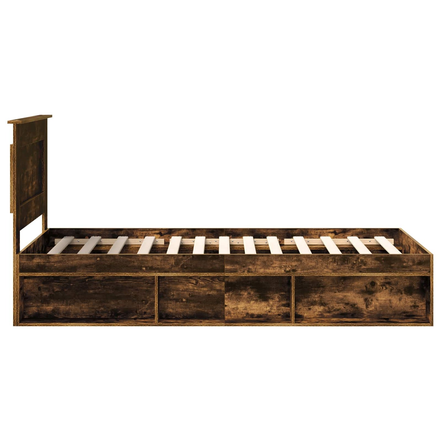 Bed Frame with Headboard Smoked Oak 90 x 190 cm Solid Pine Wood