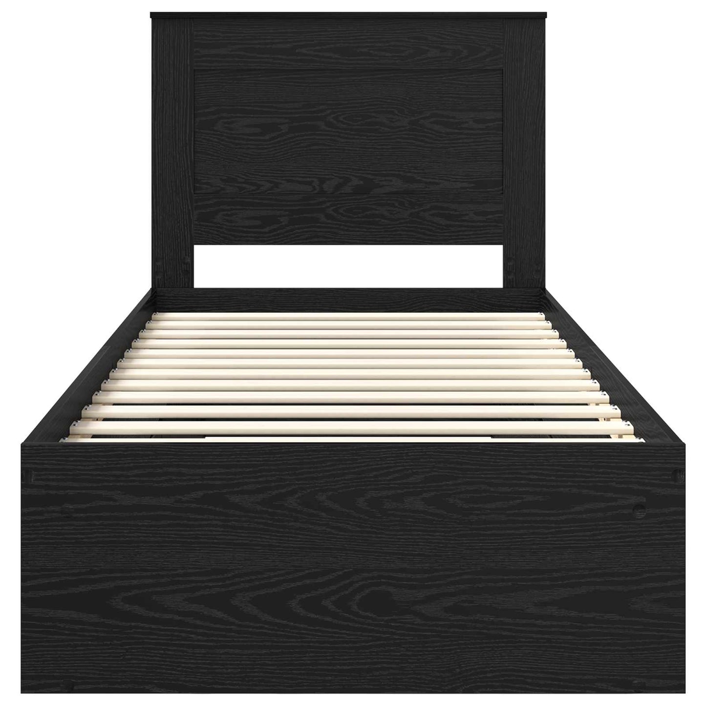 Bed Frame with Headboard Black 90 x 200 cm Solid Pine Wood
