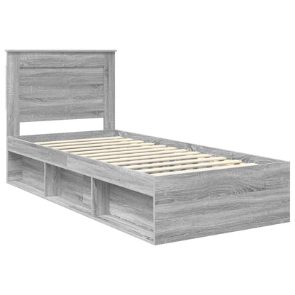 Bed Frame with Drawer Grey Sonoma 90 x 200 cm Solid Pine Wood