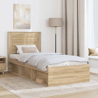 Bed Frame with Headboard Sonoma Oak 75 x 190 cm Solid Pine Wood