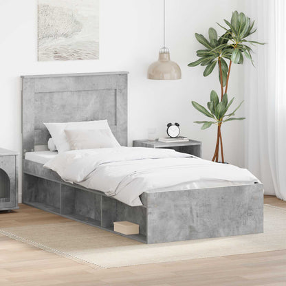 Bed Frame with Drawer Concerte Grey 75 x 190 cm Solid Pine Wood