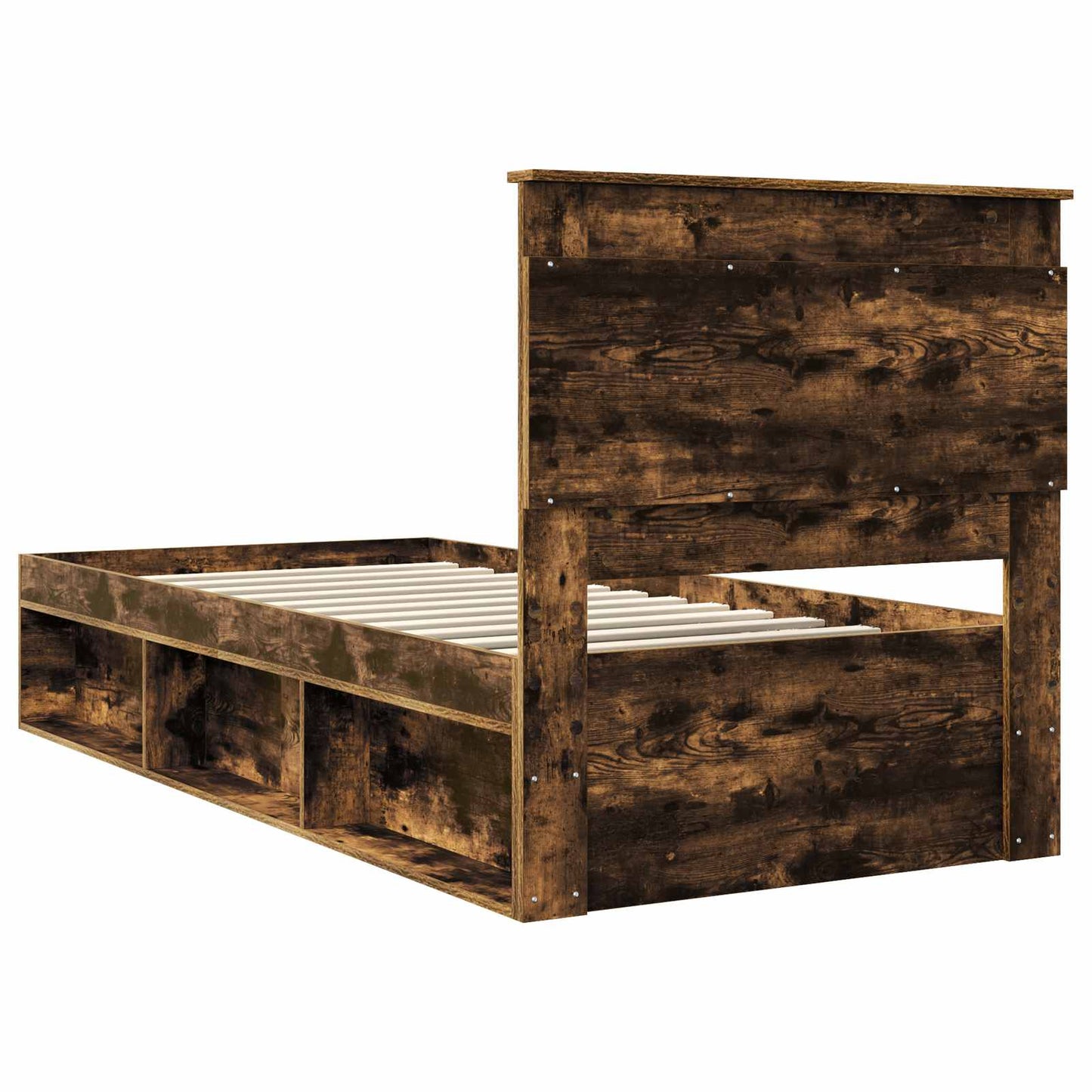 Bed Frame with Headboard Smoked Oak 75 x 190 cm Solid Pine Wood