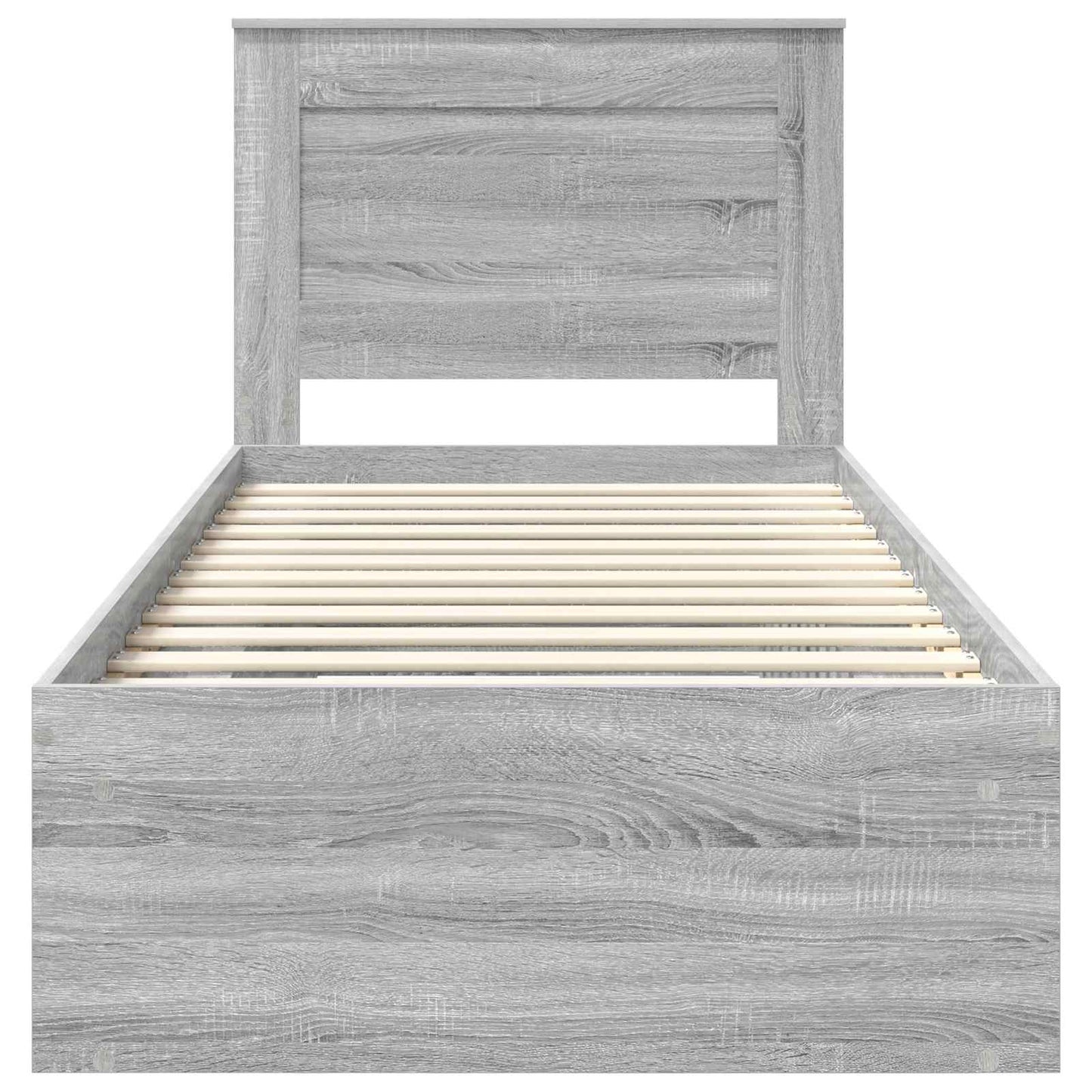 Bed Frame with Drawer Grey Sonoma 75 x 190 cm Solid Pine Wood