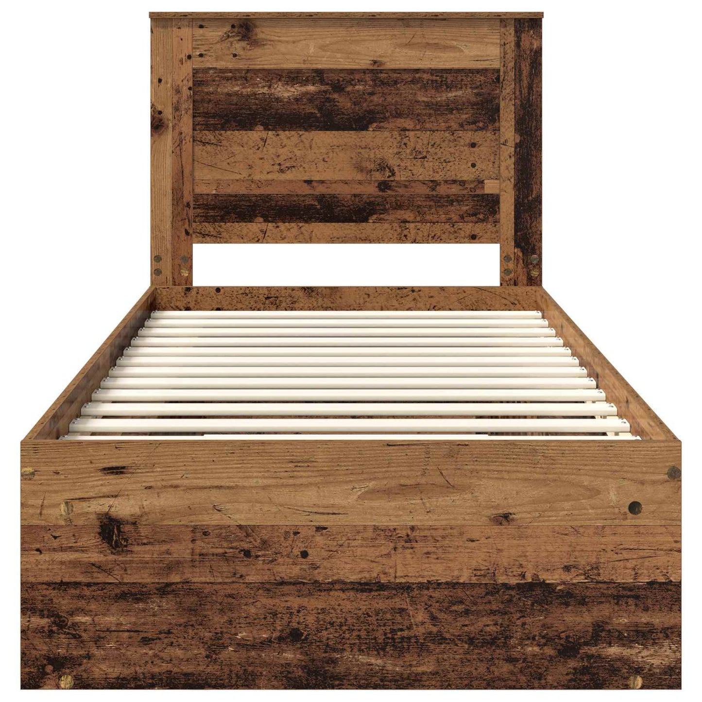 Bed Frame with Headboard Old Wood 75 x 190 cm Solid Pine Wood
