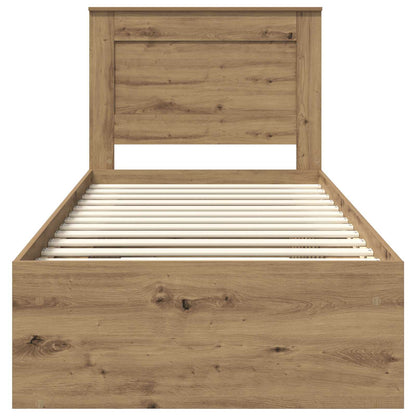 Bed Frame Artisian Oak 75 x 190 cm Solid Pine Wood