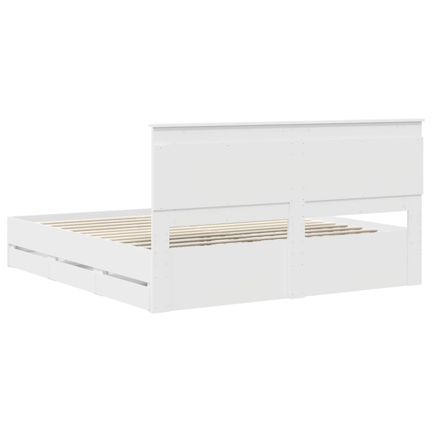 Bed Frame with Drawer White 200 x 200 cm Engineer Wood