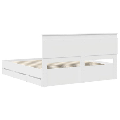 Bed Frame with Drawer White 200 x 200 cm Engineer Wood