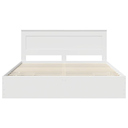 Bed Frame with Drawer White 200 x 200 cm Engineer Wood