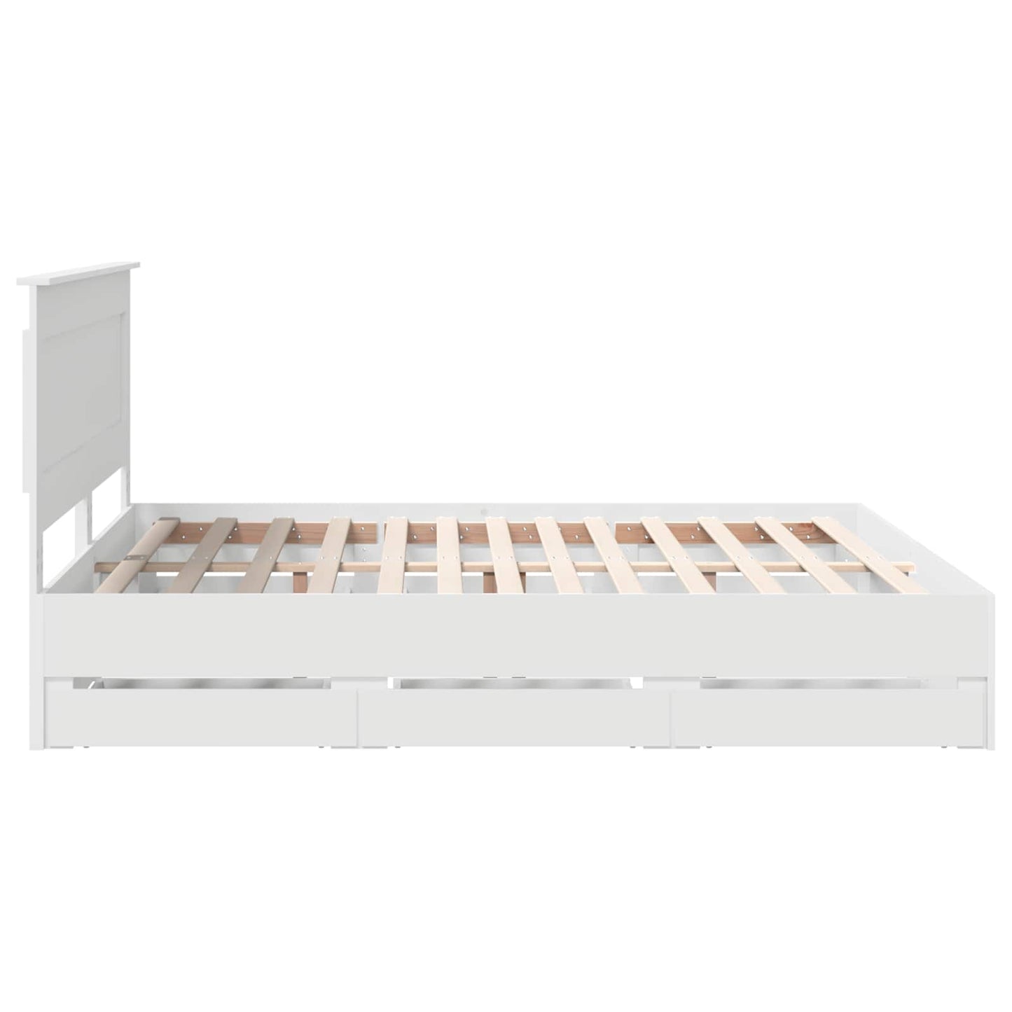Bed Frame with Drawer White 200 x 200 cm Engineer Wood