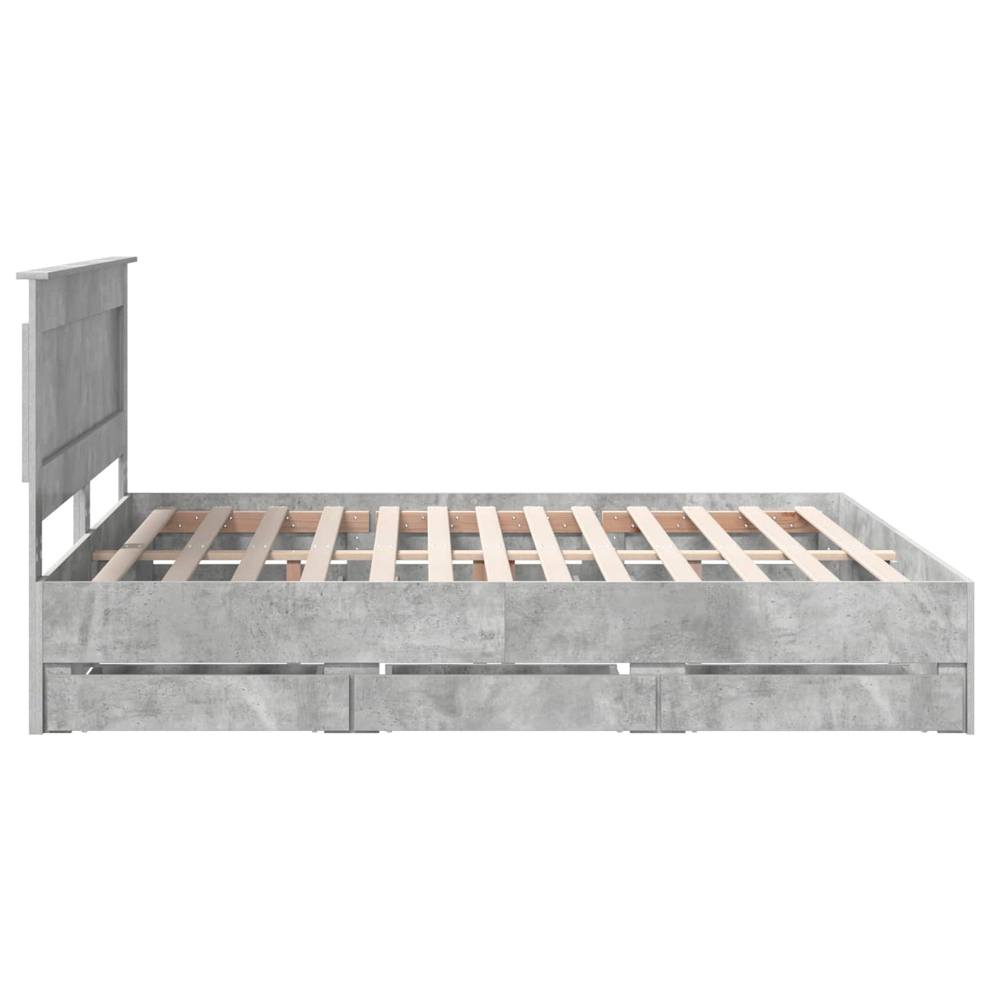Bed Frame with Drawer Concrete Grey 200 x 200 cm Engineer Wood