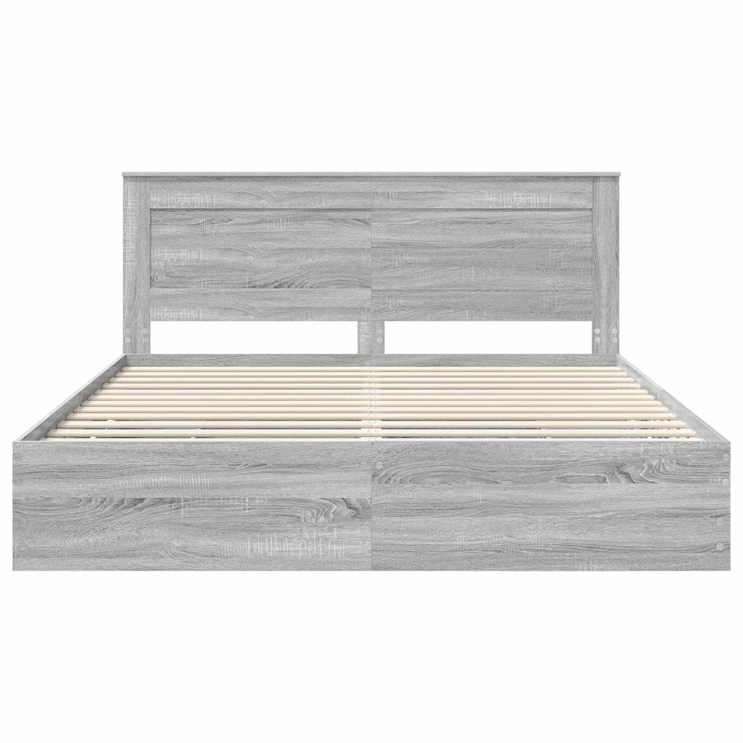 Bed Frame with Drawer Grey Sonoma 200 x 200 cm Engineer Wood