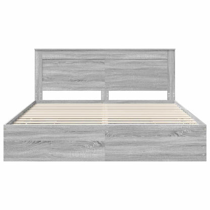 Bed Frame with Drawer Grey Sonoma 200 x 200 cm Engineer Wood