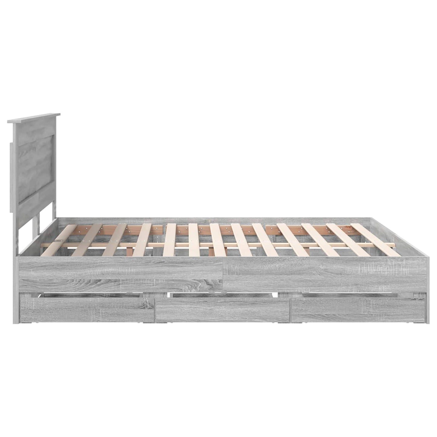 Bed Frame with Drawer Grey Sonoma 200 x 200 cm Engineer Wood