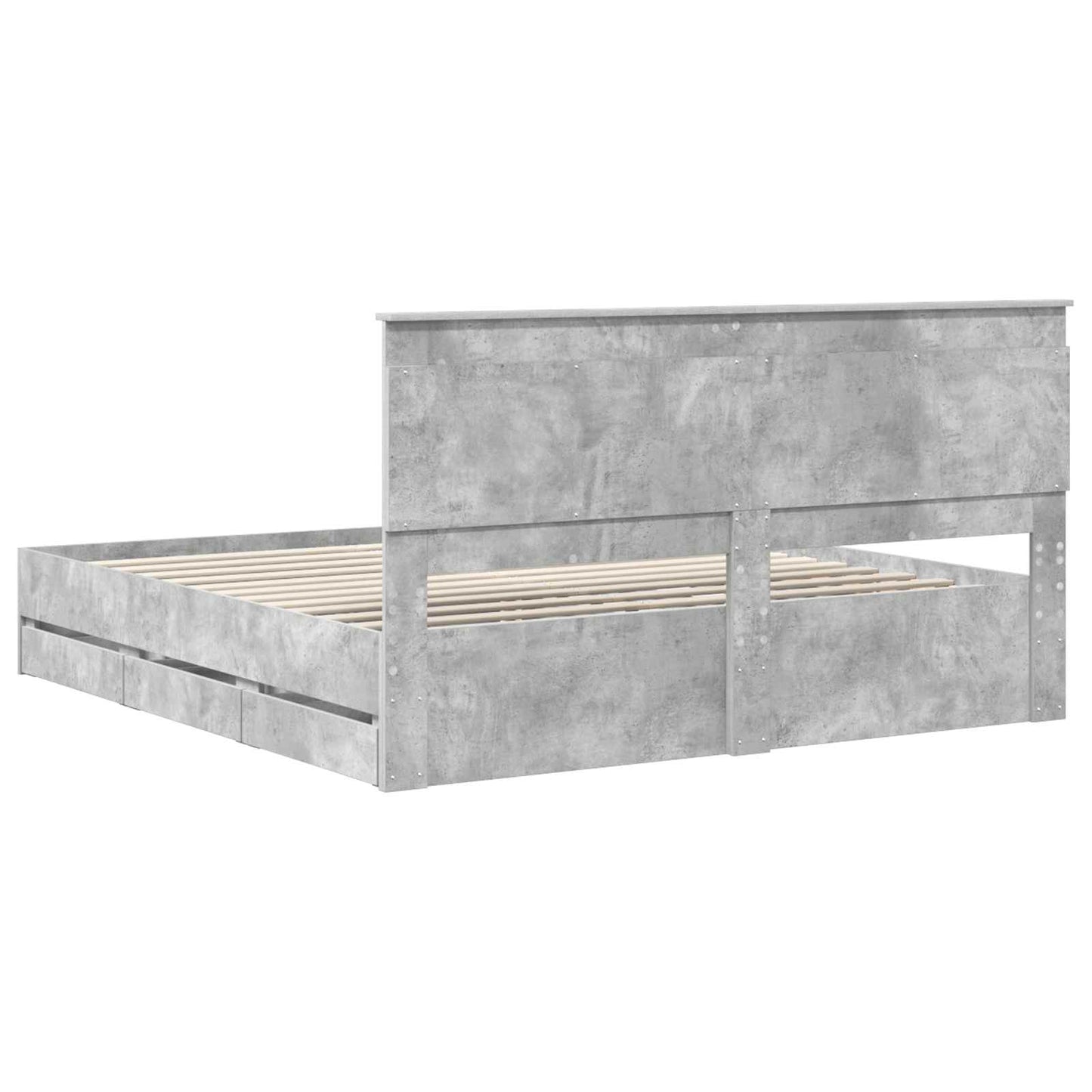 Bed Frame with Drawer Concrete Grey 180 x 200 cm Engineer Wood