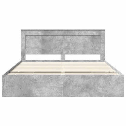 Bed Frame with Drawer Concrete Grey 180 x 200 cm Engineer Wood