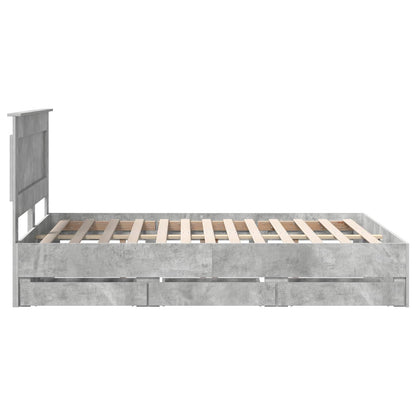 Bed Frame with Drawer Concrete Grey 160 x 200 cm Engineer Wood