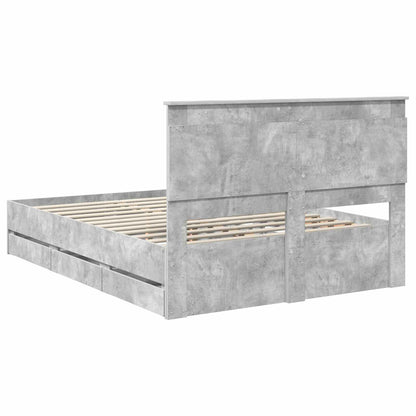 Bed Frame with Drawer Concrete Grey 150 x 200 cm Engineer Wood