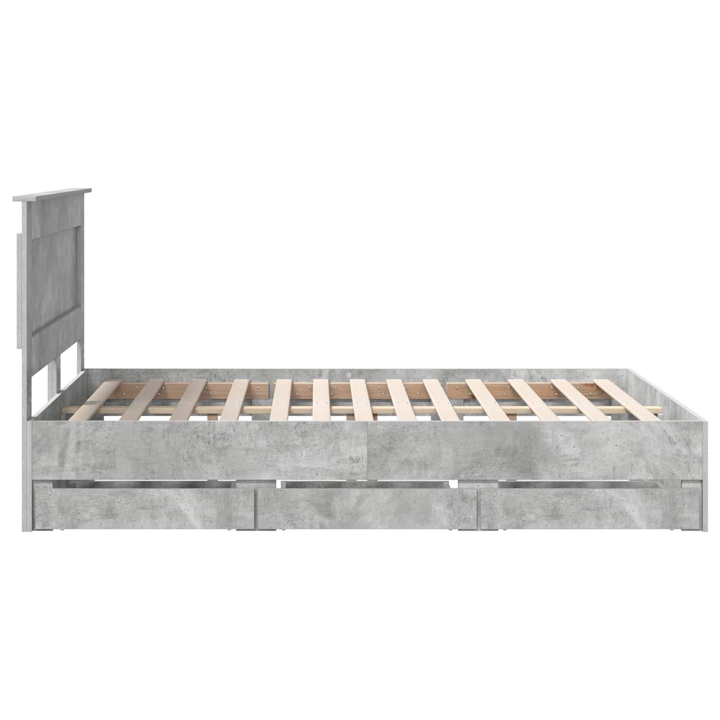 Bed Frame with Drawer Concrete Grey 140 x 190 cm Engineer Wood