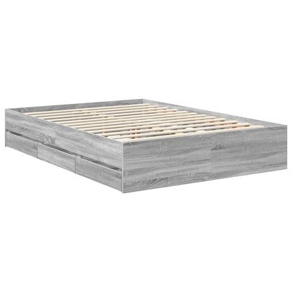 Bed Frame with Drawer Grey Sonoma 140 x 190 cm Engineer Wood
