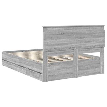 Bed Frame with Drawer Grey Sonoma 140 x 190 cm Engineer Wood