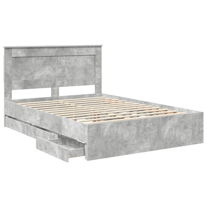 Bed Frame with Drawer Concrete Grey 140 x 200 cm Engineer Wood