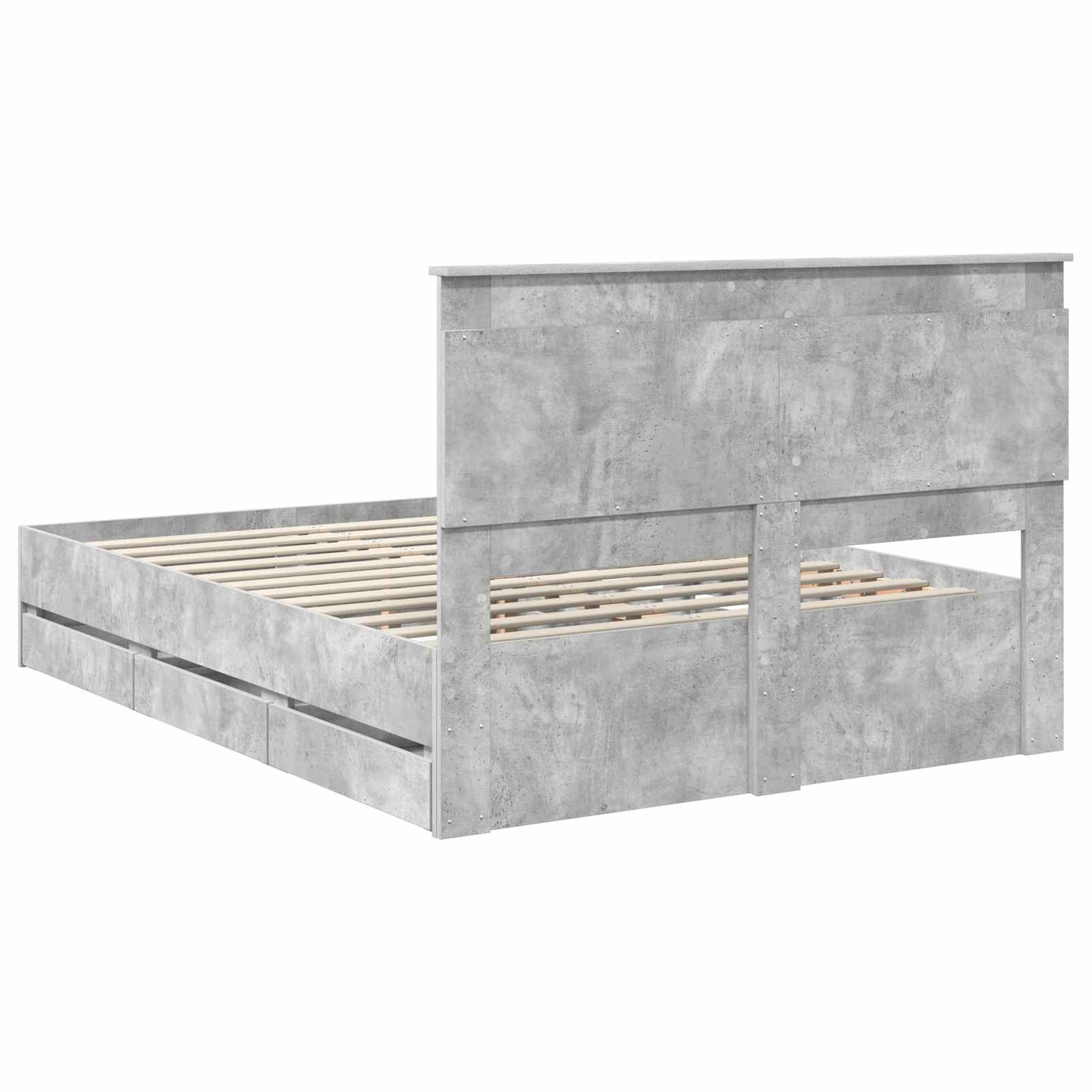 Bed Frame with Drawer Concrete Grey 140 x 200 cm Engineer Wood