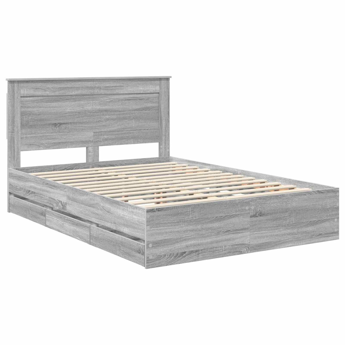 Bed Frame with Drawer Grey Sonoma 140 x 200 cm Engineer Wood
