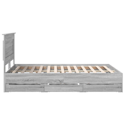Bed Frame with Drawer Grey Sonoma 140 x 200 cm Engineer Wood