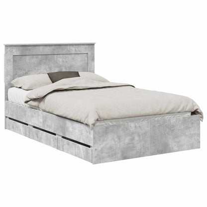 Bed Frame with Drawer Concrete Grey 135 x 190 cm Engineer Wood