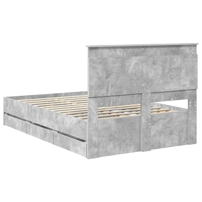 Bed Frame with Drawer Concrete Grey 135 x 190 cm Engineer Wood