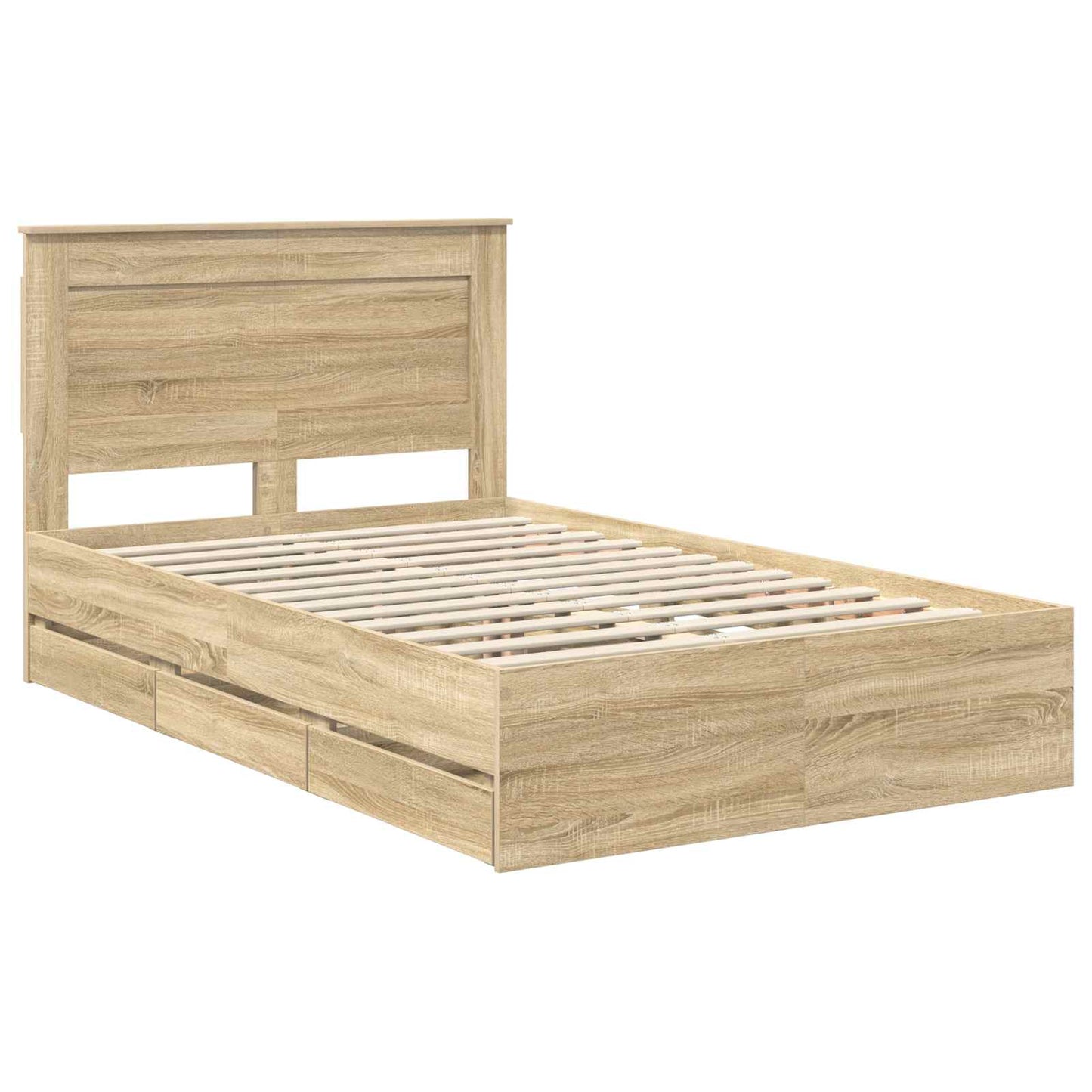 Bed Frame with Drawer Sonoma Oak 120 x 190 cm Engineer Wood