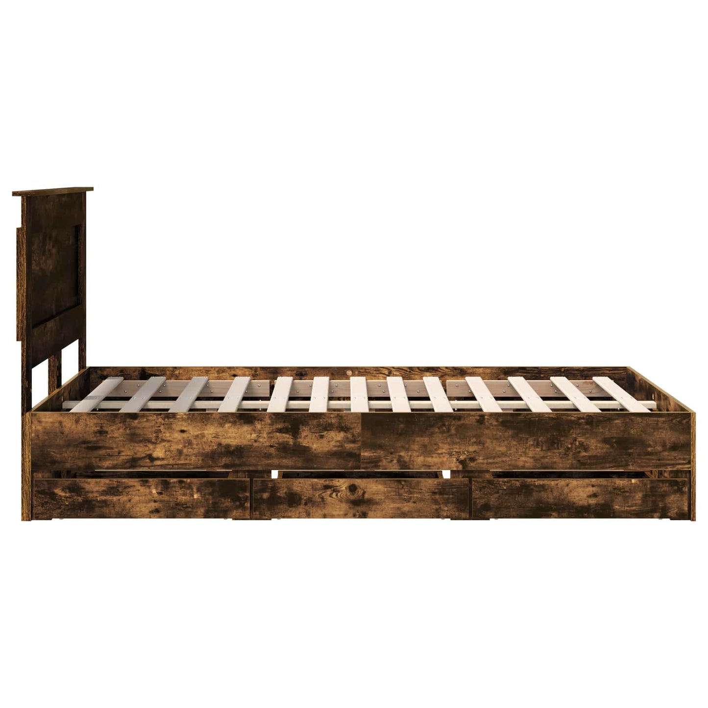Bed Frame with Drawer Smoked Oak 120 x 190 cm Engineer Wood
