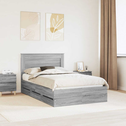 Bed Frame with Drawer Grey Sonoma 120 x 190 cm Engineer Wood