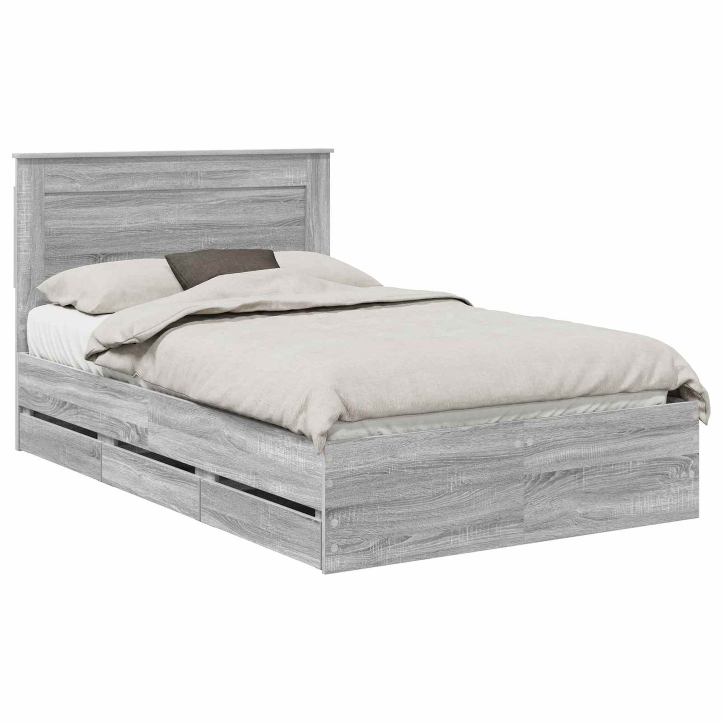 Bed Frame with Drawer Grey Sonoma 120 x 190 cm Engineer Wood