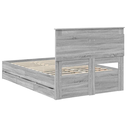 Bed Frame with Drawer Grey Sonoma 120 x 190 cm Engineer Wood
