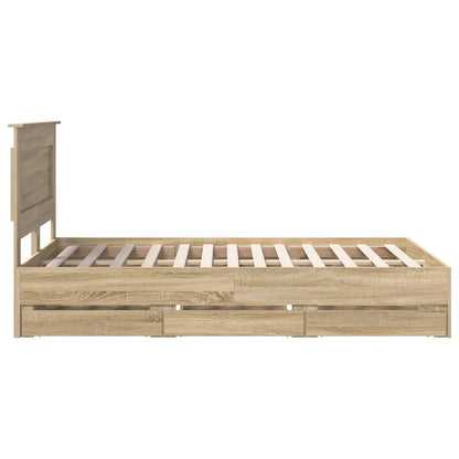 Bed Frame with Drawer Sonoma Oak 120 x 200 cm Engineer Wood