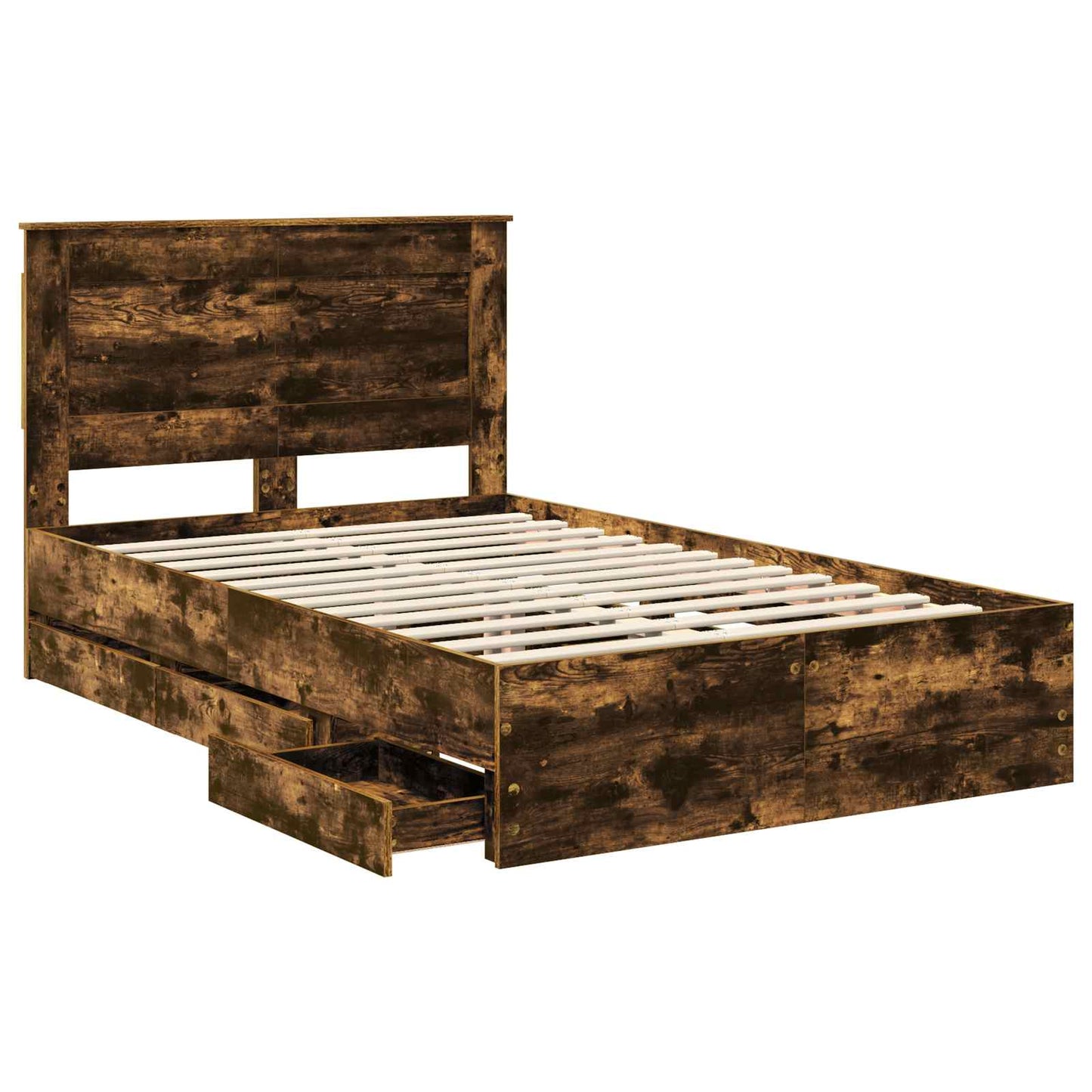 Bed Frame with Drawer Smoked Oak 120 x 200 cm Engineer Wood