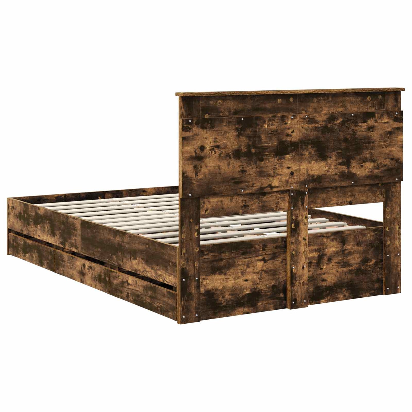 Bed Frame with Drawer Smoked Oak 120 x 200 cm Engineer Wood