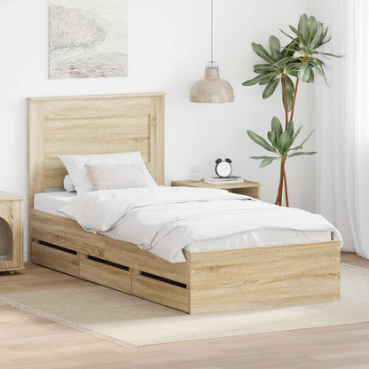 Bed Frame with Drawer Sonoma Oak 100 x 200 cm Engineer Wood
