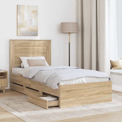 Bed Frame with Drawer Sonoma Oak 100 x 200 cm Engineer Wood