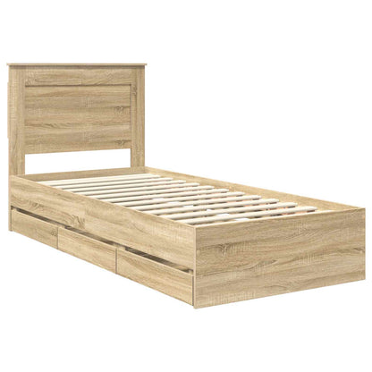 Bed Frame with Drawer Sonoma Oak 100 x 200 cm Engineer Wood