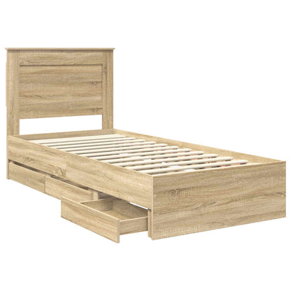 Bed Frame with Drawer Sonoma Oak 100 x 200 cm Engineer Wood
