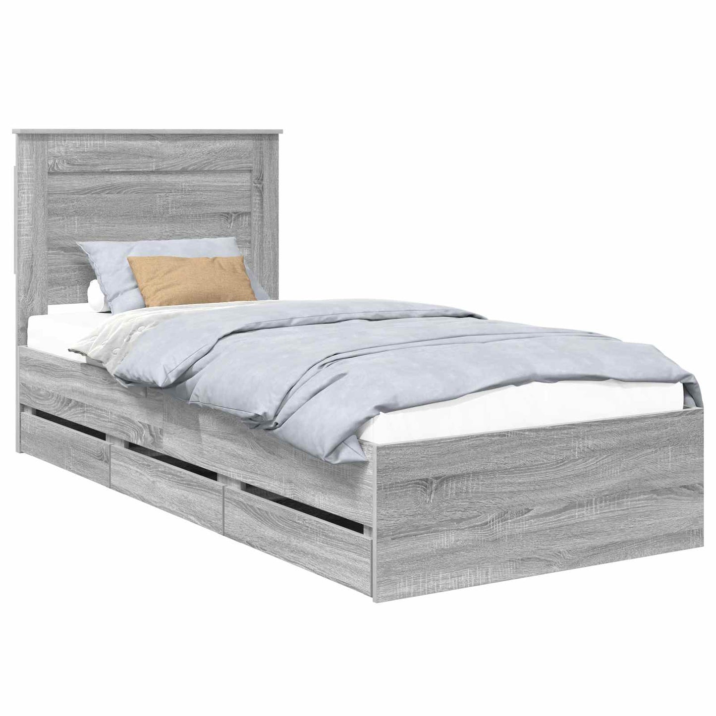 Bed Frame with Drawer Grey Sonoma 100 x 200 cm Engineer Wood
